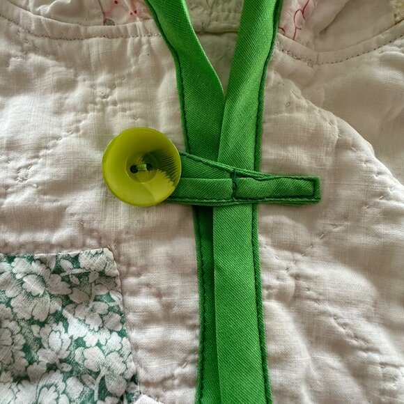 Handmade Baby Hooded Jacket Made from Vintage Quilts 0-3 month Dylan White Green - Picture 4 of 10